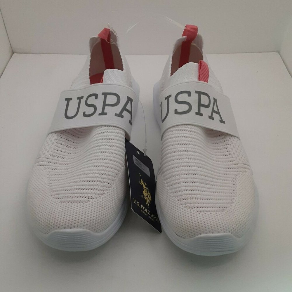US Polo Assn.‎ Youth Girl's Slip On Sneakers | White w/Pink | US Size 11C